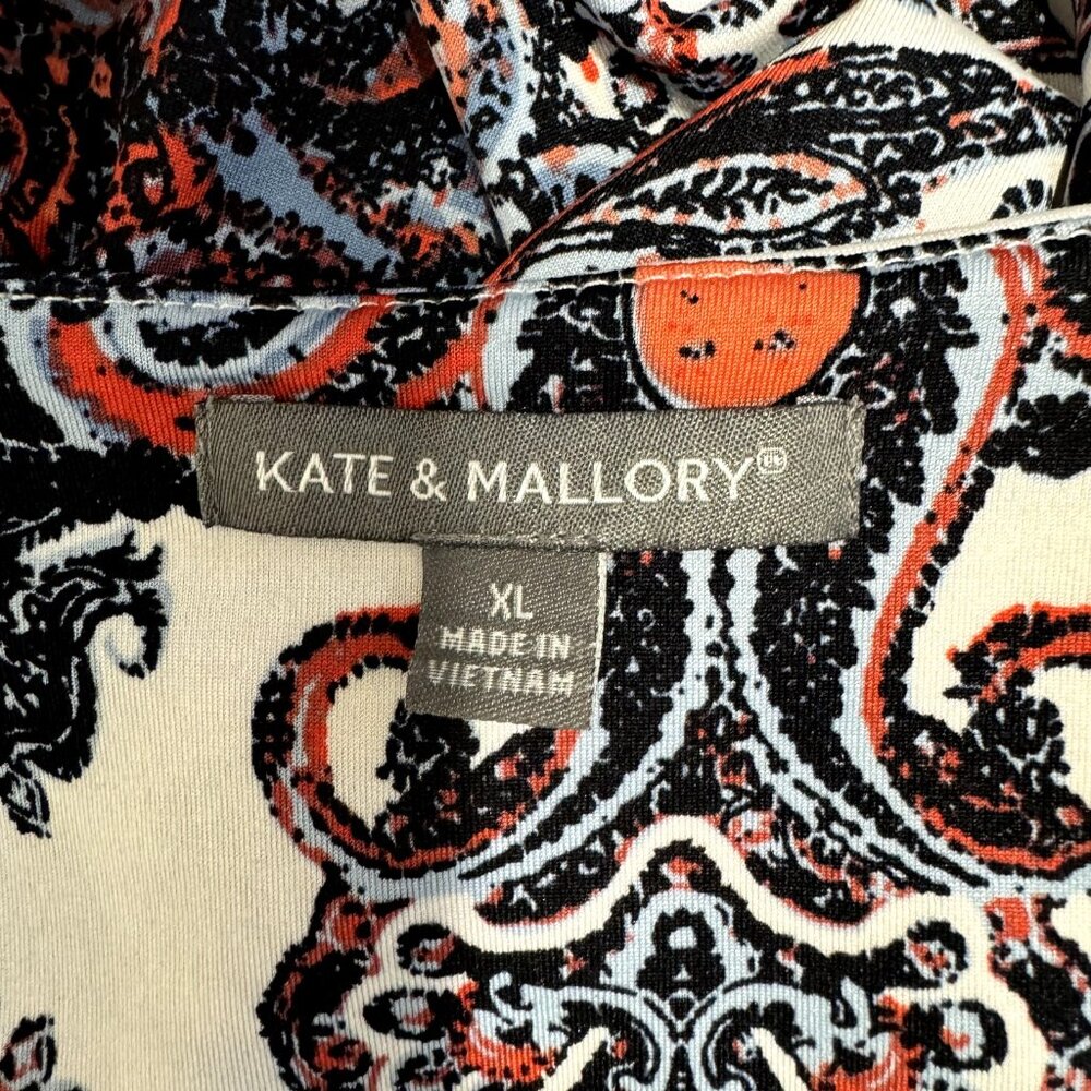 Kate & Mallory White Paisley-Print Midi Dress with Red, Blue and Black Accents - Picture 10 of 13